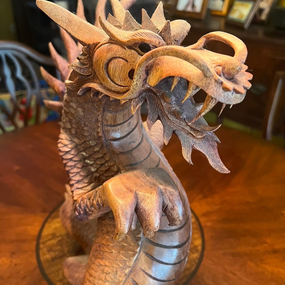Wooden dragon statue